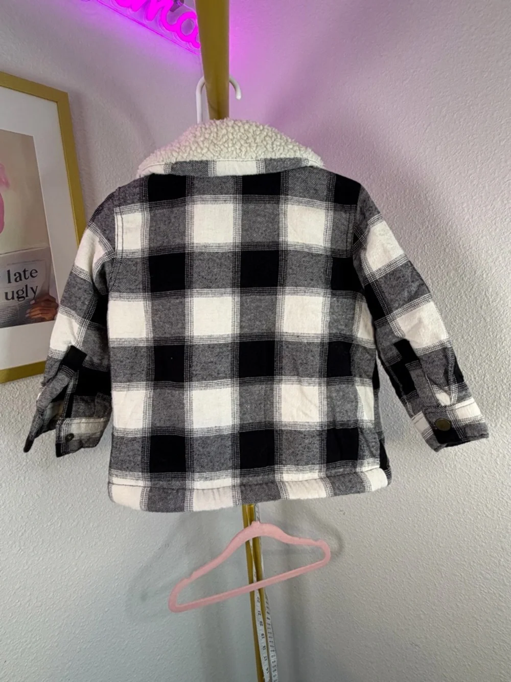Old Navy Kids' Black & White Plaid Sherpa-Lined Jacket 2T